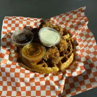Chicken and waffles plate