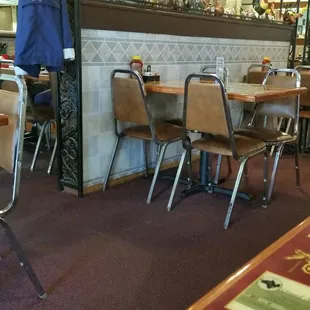 tables and chairs in a restaurant