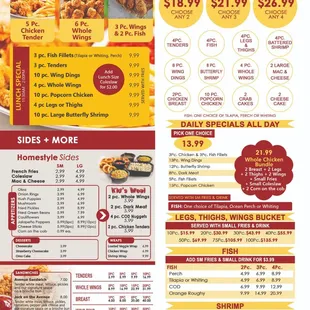 the menu of the chicken avenue restaurant