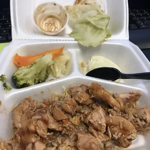 Adding the sauce gave the chicken some color. But the whole plate was just not worth it.