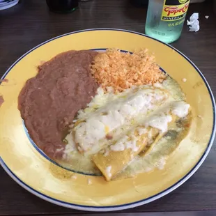 Chicken enchilada plate, $6.75.