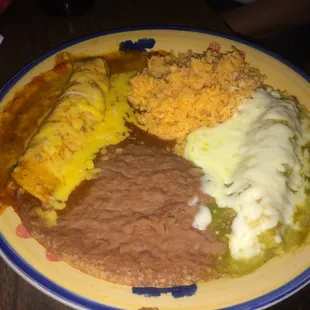 1x beef enchilada....each combo meal comes with home made beans and rice. You can taste the effort they put into it