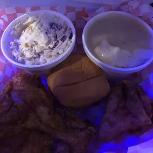 2 piece meal with coleslaw &amp; mashed potatoes