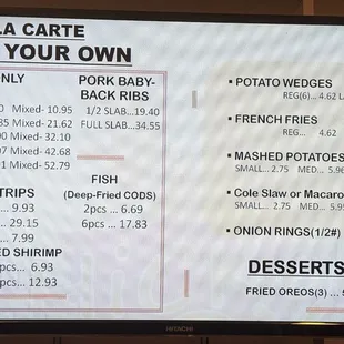 Menu as of 10/4/2024