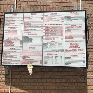 Drive-thru menu