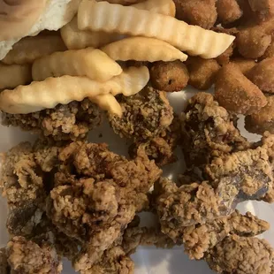 Chicken livers w/fries and okra