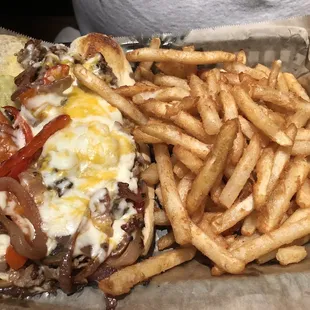 Philly cheese steak with fries