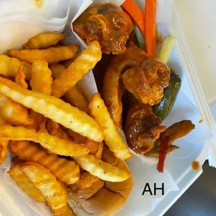3 wing special.  Honey Hot, crispy, and tasty!  This place does nickel and dime you.  Three extra fees after I ordered from menu price.