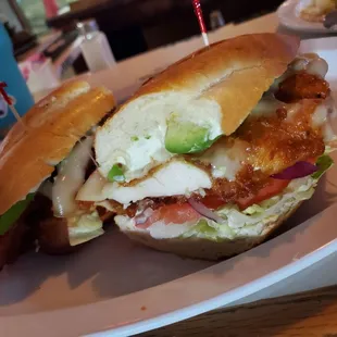 Broasted chicken sammy with Tater tots