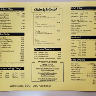 a menu for a restaurant