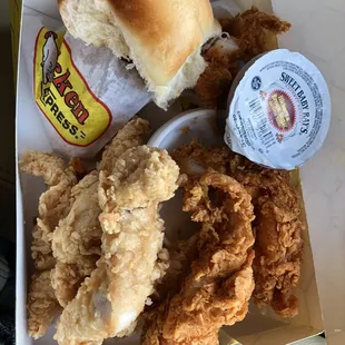 Mix of regular and spicy chicken tenders