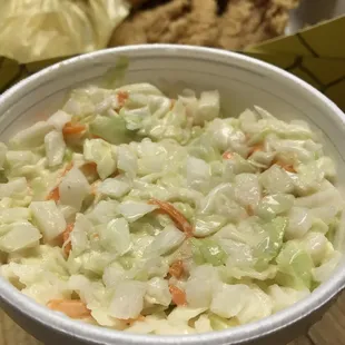 Cole slaw, Slightly sweet but crunchy yumminess :)'