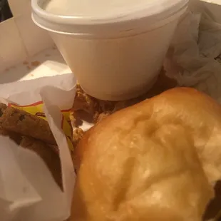 #1. Four Express Tenders Combo Meal With fried pickle slices, &amp; a roll. (Started eating it already bc i was hungryy)