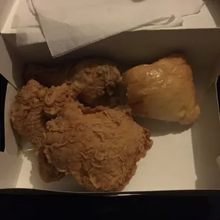 Ordered 3pc dark around 9pm--they asked if two legs and a thigh was okay. Also got a large Coke and tab was less than $8.