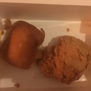 I said give me any piece of dark chicken and got a large thigh. Came with my choice of roll/biscuit.