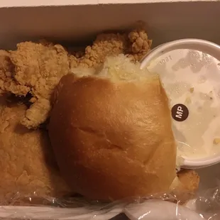 My 3pc dark came with a roll/drink and I added mashed potatoes.