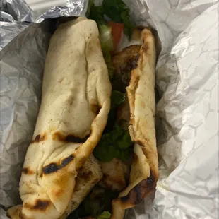 Chicken souvlyaki gyro