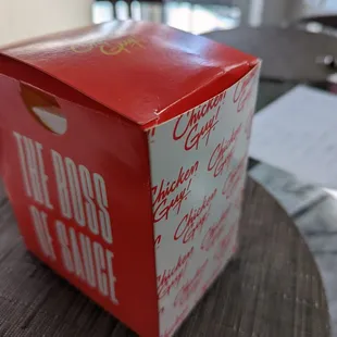 a red box on a table