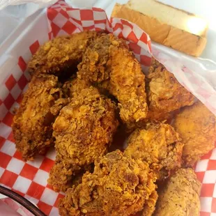 a basket of fried chicken