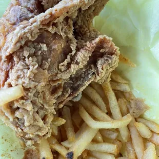 Chicken breast and fries