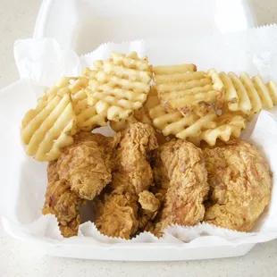 fried chicken and french fries
