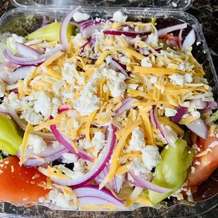 Greek Salad  xtra cheese, xtra onions