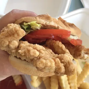 A PERFECTLY FRIED &quot;2 FISTED&quot; CHICKEN FILET SANDWICH W/ THE WORX!!