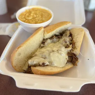 Philly Cheesesteak with Mac and Cheese