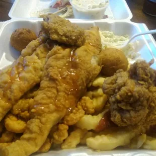 Trio. Wings, shrimp, fish fries