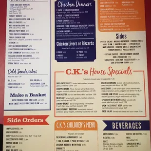 the menu of the restaurant