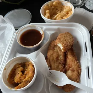 5-Piece Chicken Tenders, Sweet Potatoes Casserole, Mac &amp; Cheese