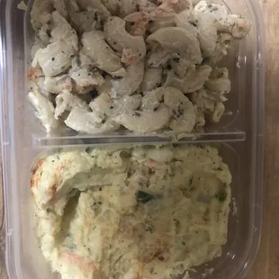 Left over macaroni salad and potato salad! Let's have a picnic y'all!