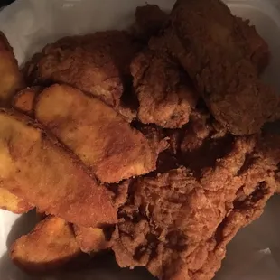 4pc fried chicken and French fried squash