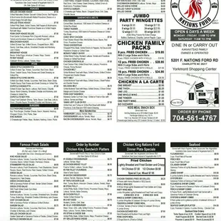 New Chicken King Nations Ford Menu