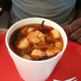 Spicy Shrimp &amp; noodle Soup From Chicken King