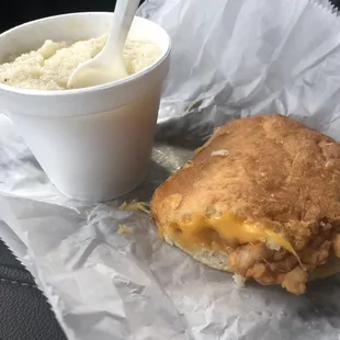 The best Tenderloin and Cheese around ...grits were great as well .