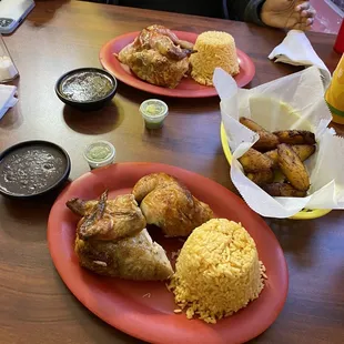 1/4 Chicken with Rice and Beans, Side of Fried Plantain