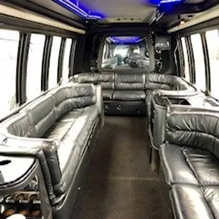 Inside the Dragon Wagon 15 passenger Max - 2 coolers, Bluetooth &amp; Iphone Chord, Sub-Woofer Sound System