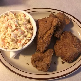 fried chicken and coleslaw