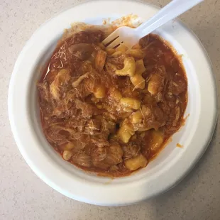 Honey Sriracha Chicken Mac. A little kick, but not too spicy. Delish!