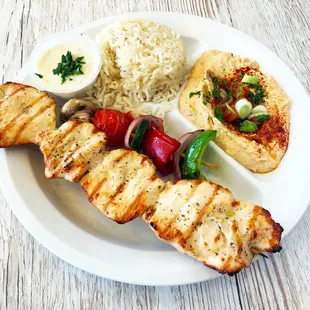 Chicken kabob and grilled veggie kabob combo