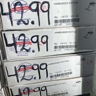 a stack of boxes of chicken