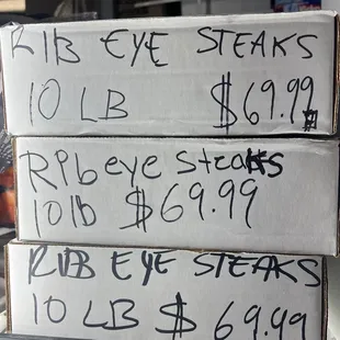the price of a box of steaks
