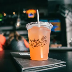 Homemade strawberry lemonade.
