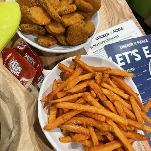 Fried pickles &amp; sweet potato fries
