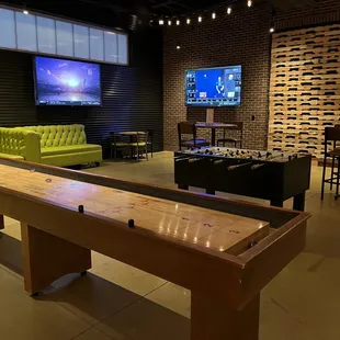 Shuffleboard and foosball