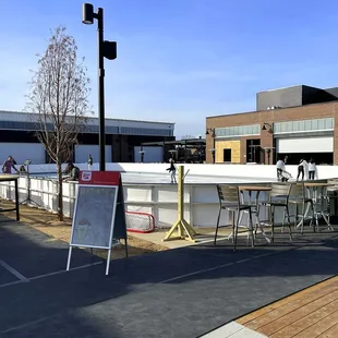 Ice Skating Rink Lined with Tables