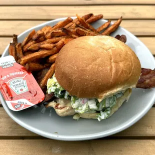 Pickled Chicken Sandwich with Sweet Potato Fries