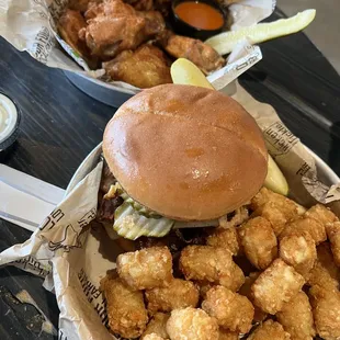 Wings and Burnt End Sandwich
