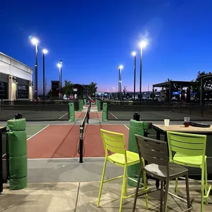 Pickle Ball Courts at night.